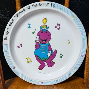 Vintage 90s 1992 Barney Dinosaur Band Plate Nostalgic Collectible 8.25"